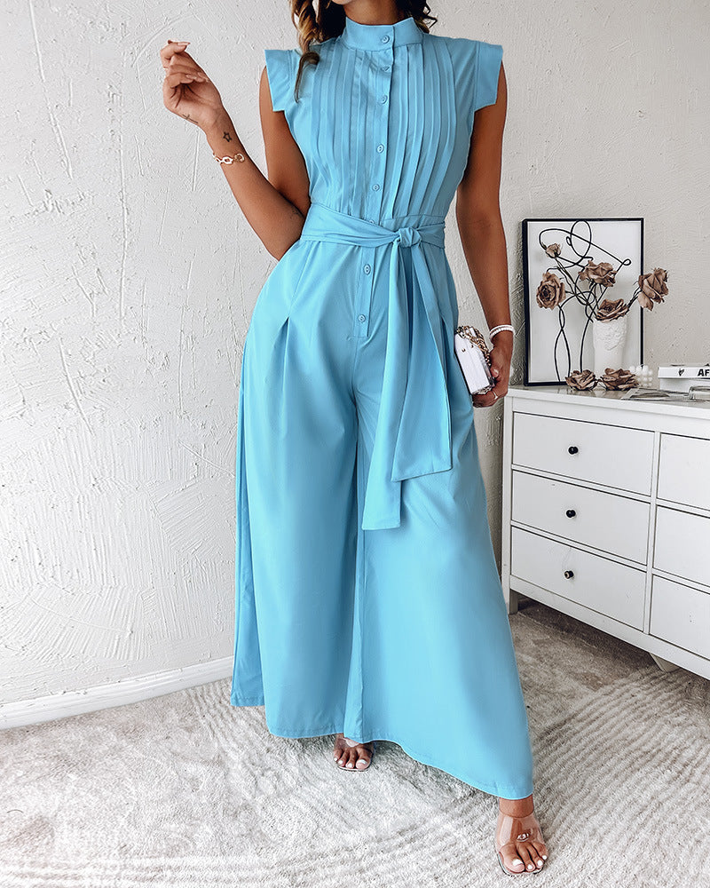 Fashion Women's Wear Blue Loose-fitting One-piece Trousers