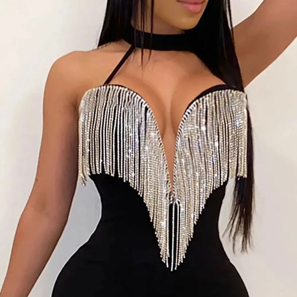 Backless Nightclub Crystal Gorgeous Jumpsuit